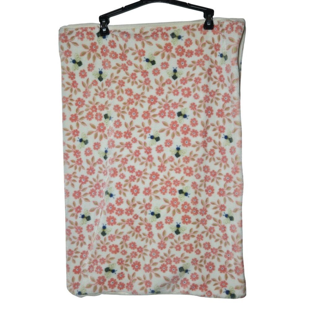 Cynthia‎ Rowley Floral Bee Print Fleece Baby Blanket Soft Cozy Security Nursery
